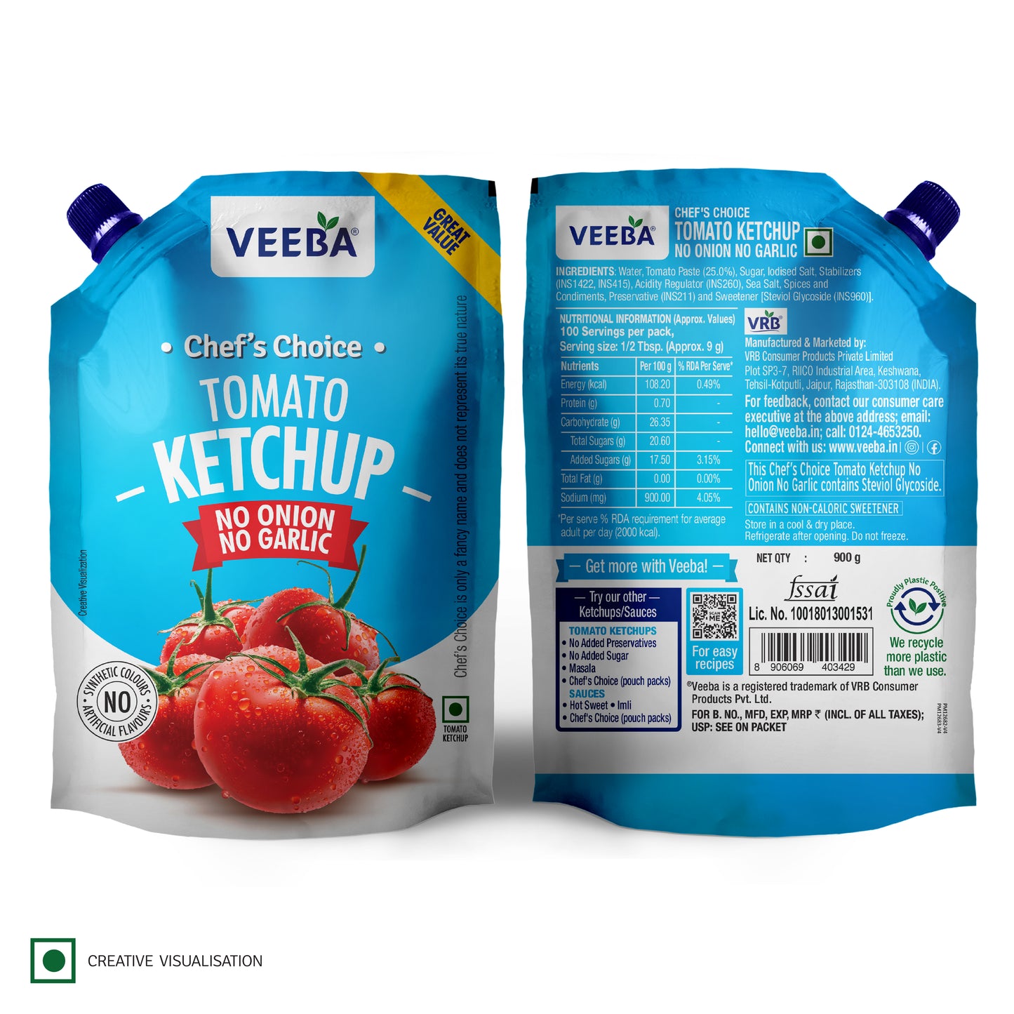 Chef's Choice Tomato Ketchup No Onion No Garlic (900G)