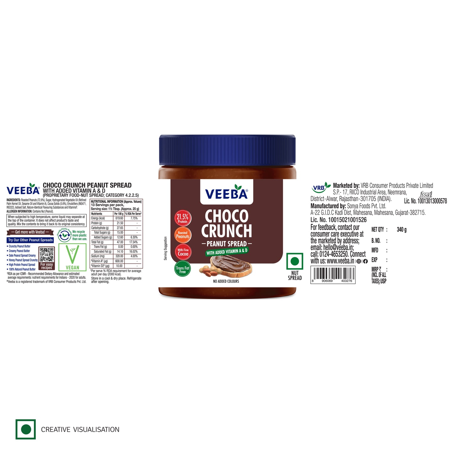 Choco Crunch Peanut Spread with added Vitamin A&D(340g)