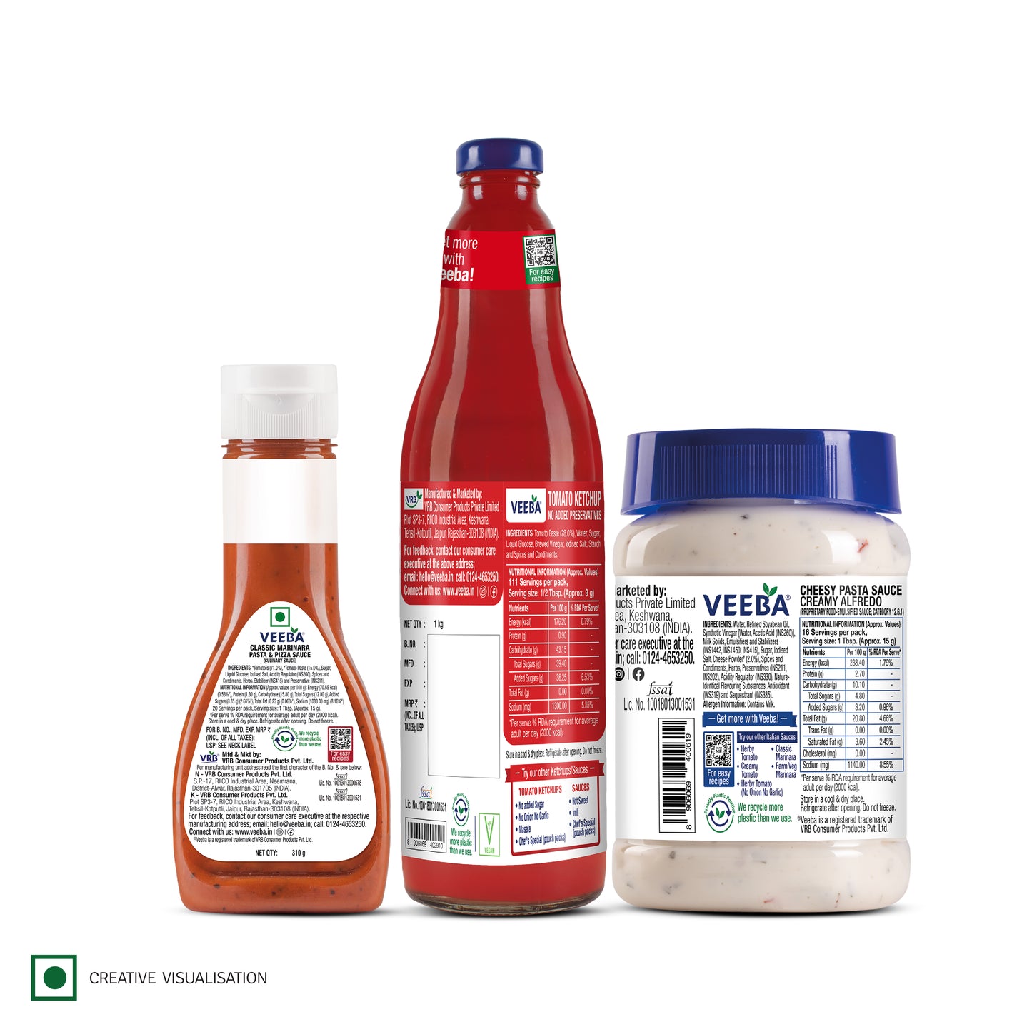 Classic Marinara (310g) | No Added Preservatives Tomato Ketchup (1kg) | Pizza & pasta Sauce - Creamy Alfredo (250g)