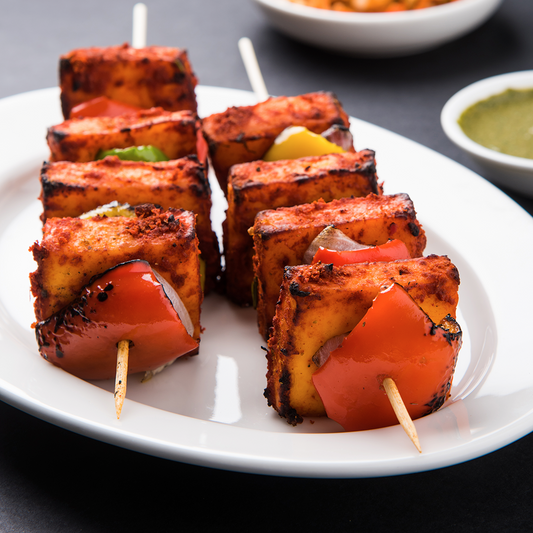 Paneer/Chicken Skewers with Korean Glaze