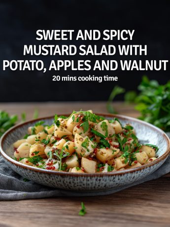 Sweet And Spicy Mustard Salad With Potato, Apples And Walnut