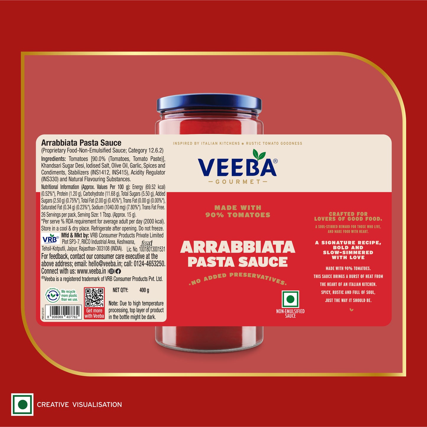 Veeba Gourmet Arrabbiata Pasta Sauce 400G