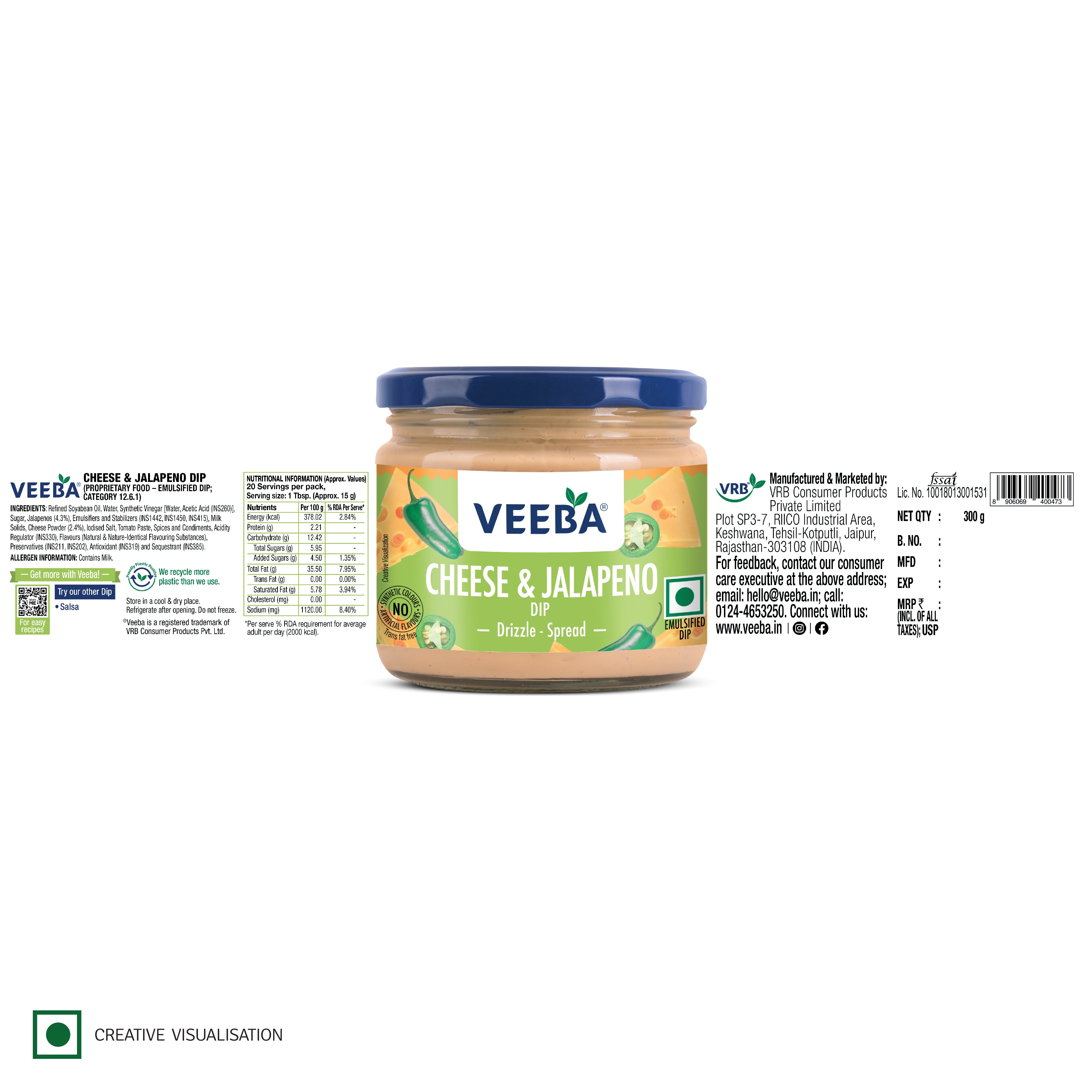 VEEBA CHEESE & JALAPENO DIP (300g)