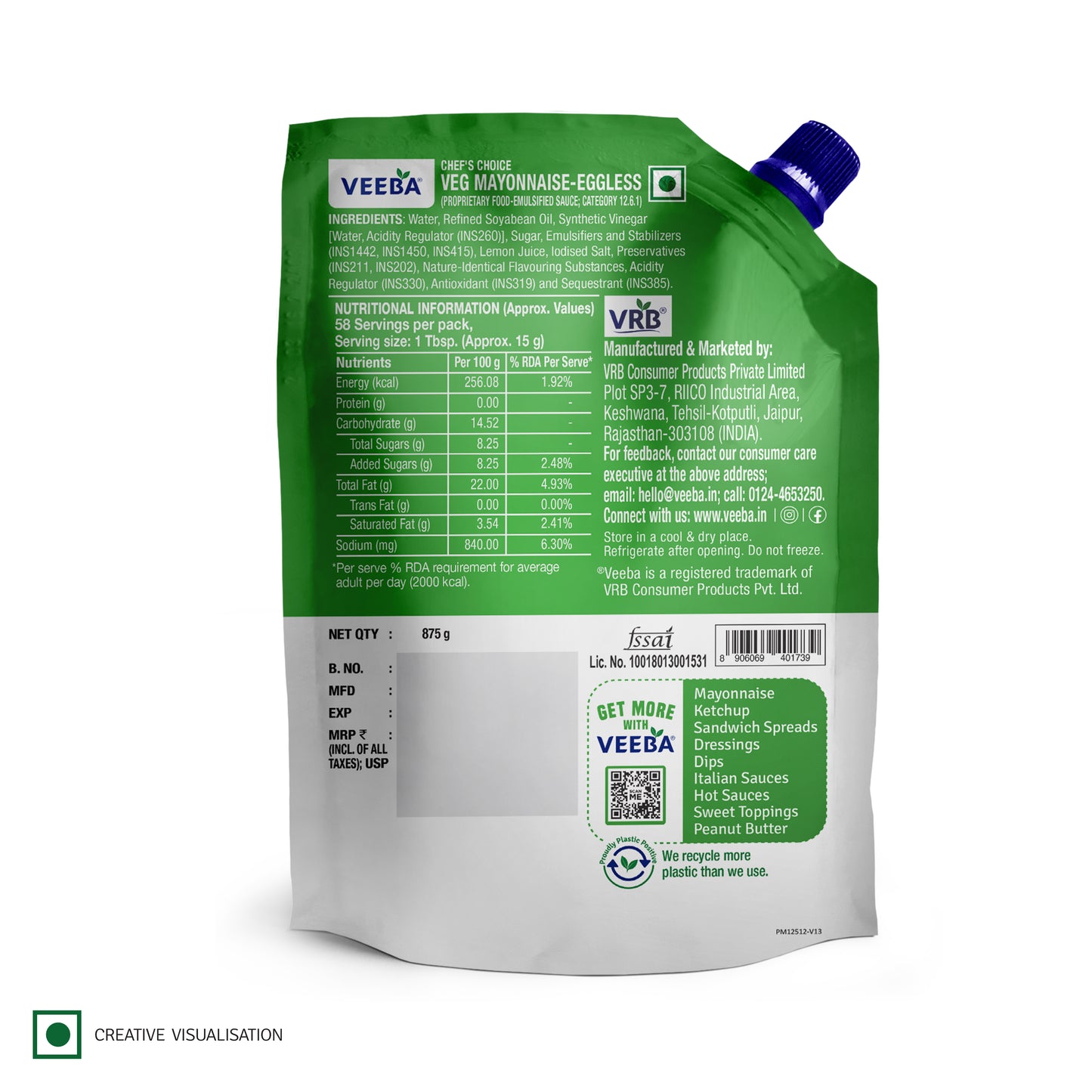 Chef's Choice Veg Mayonnaise Eggless (875G)