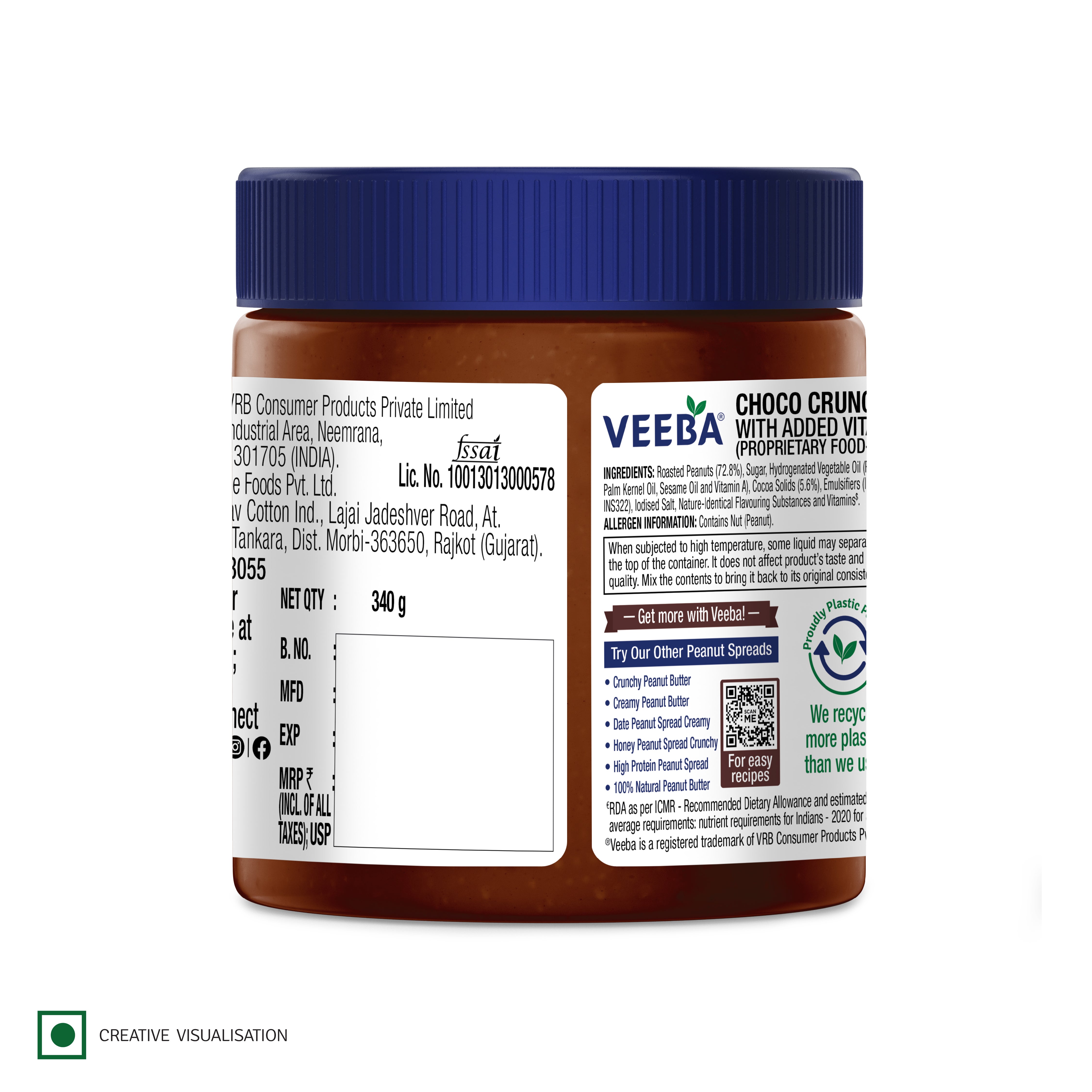 Veeba Choco Crunch Peanut Spread with added Vitamin A&D(340g)