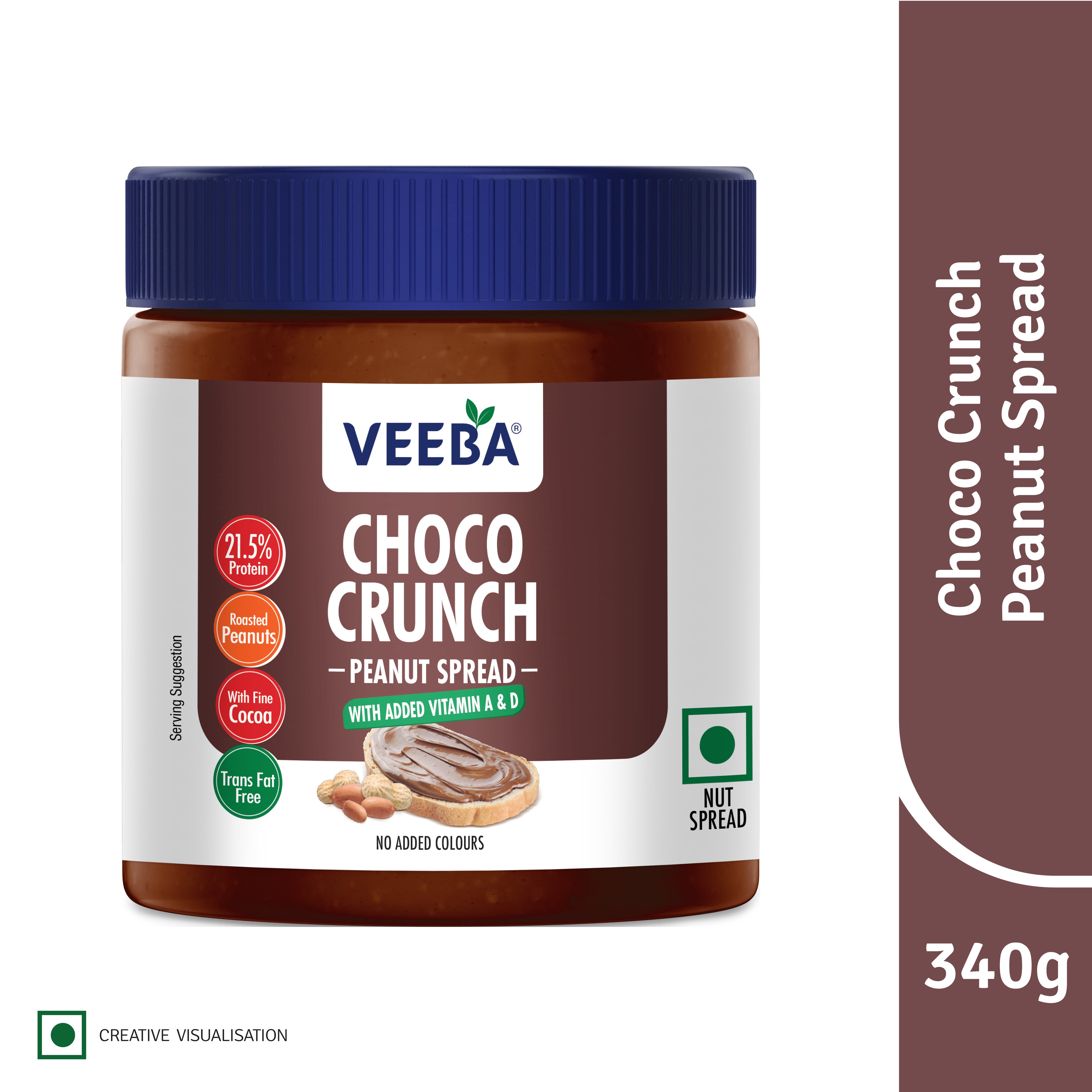 Veeba Choco Crunch Peanut Spread with added Vitamin A&D(340g)