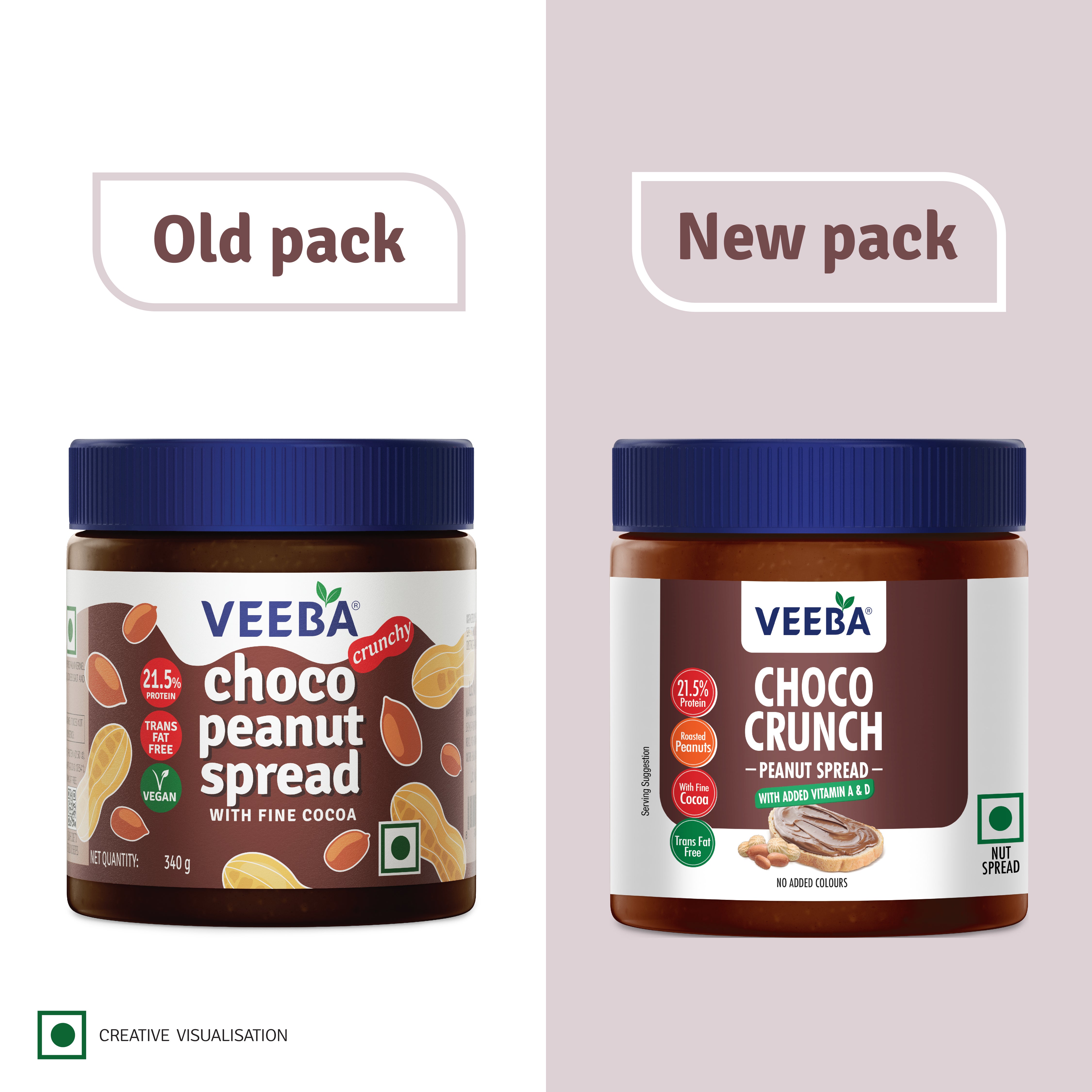 Veeba Choco Crunch Peanut Spread with added Vitamin A&D(340g)