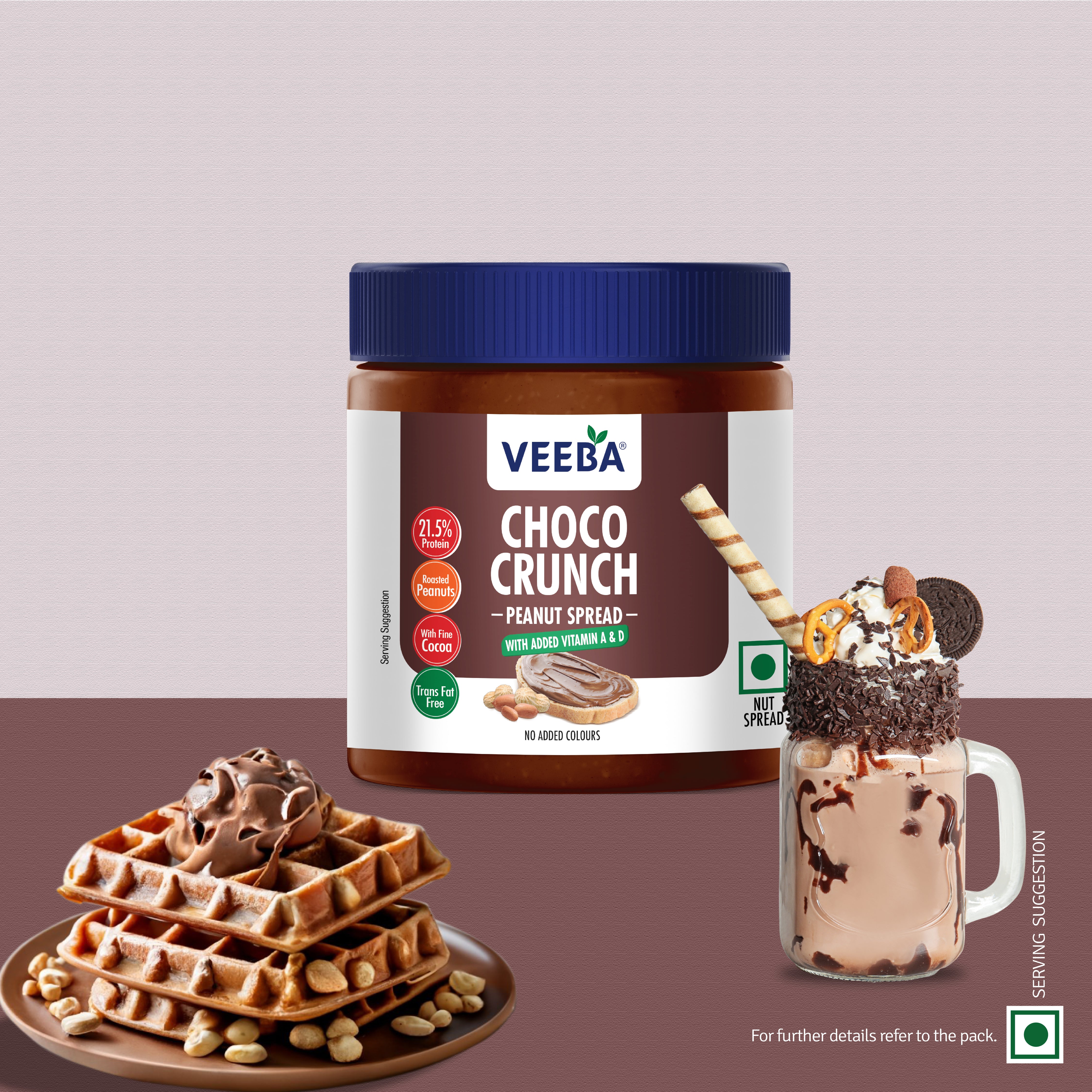 Veeba Choco Crunch Peanut Spread with added Vitamin A&D(340g)