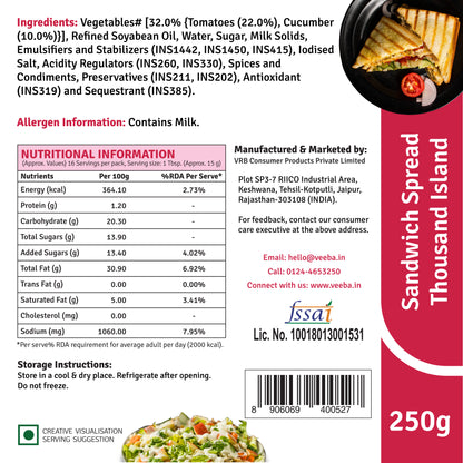 Eggless Mayonnaise(250g) | Thousan Island Sandwich Spread (250g) | Yellow Mustard Sauce (320 g)