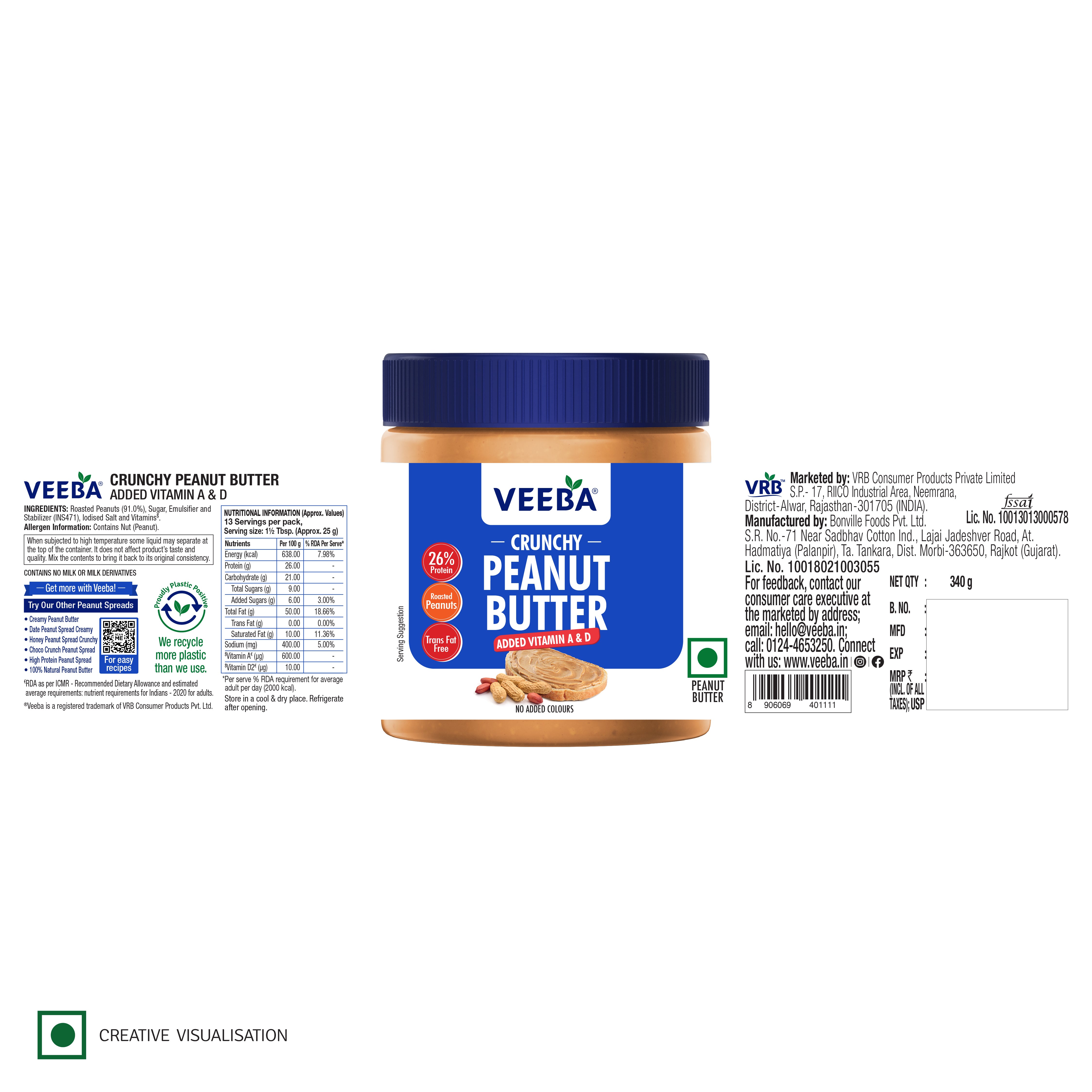 Crunchy Peanut Butter added Vitamin A & D (340 g)