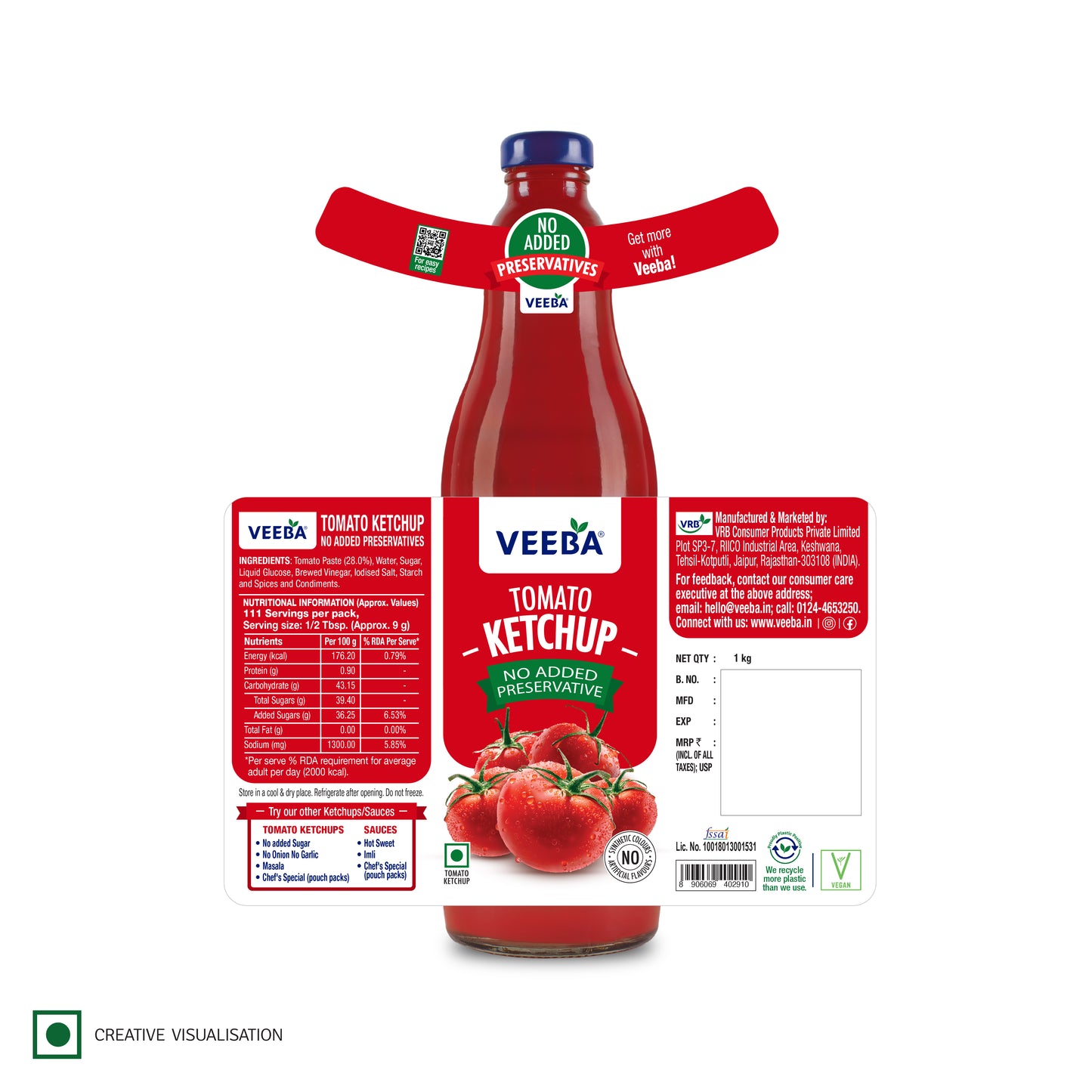 Veeba Tomato Ketchup No Added Preservatives (1KG)