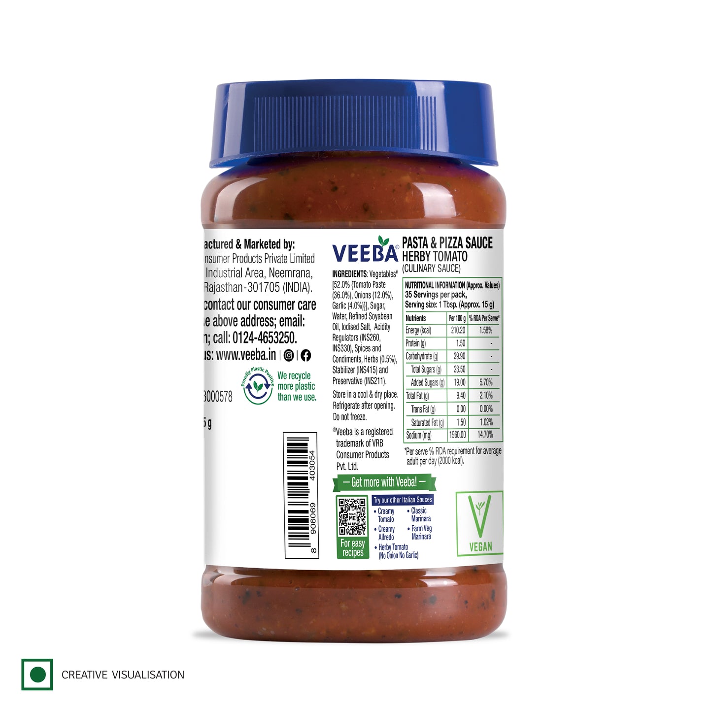 Veeba Pasta & Pizza Sauce Herby Tomato (525G)