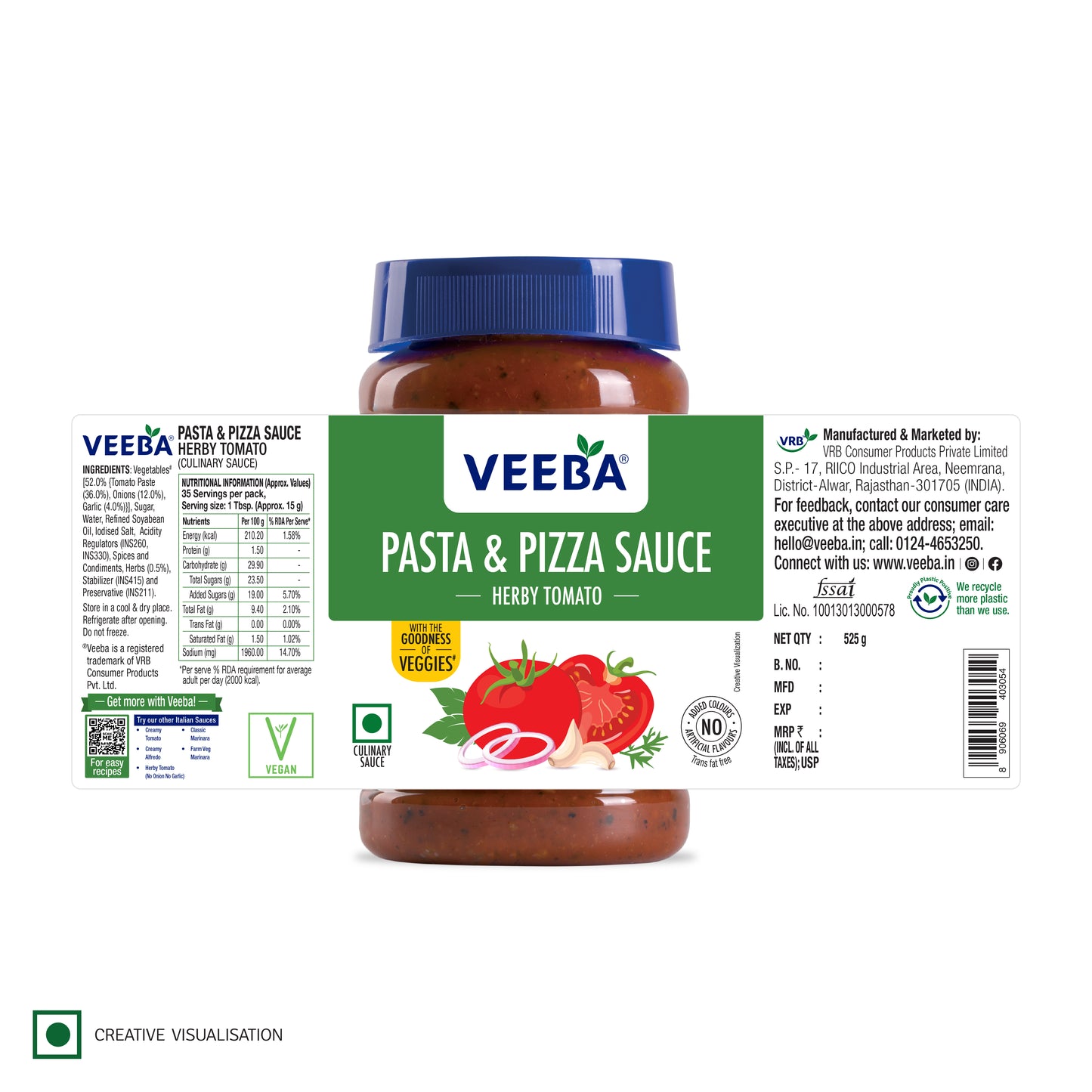 Veeba Pasta & Pizza Sauce Herby Tomato (525G)