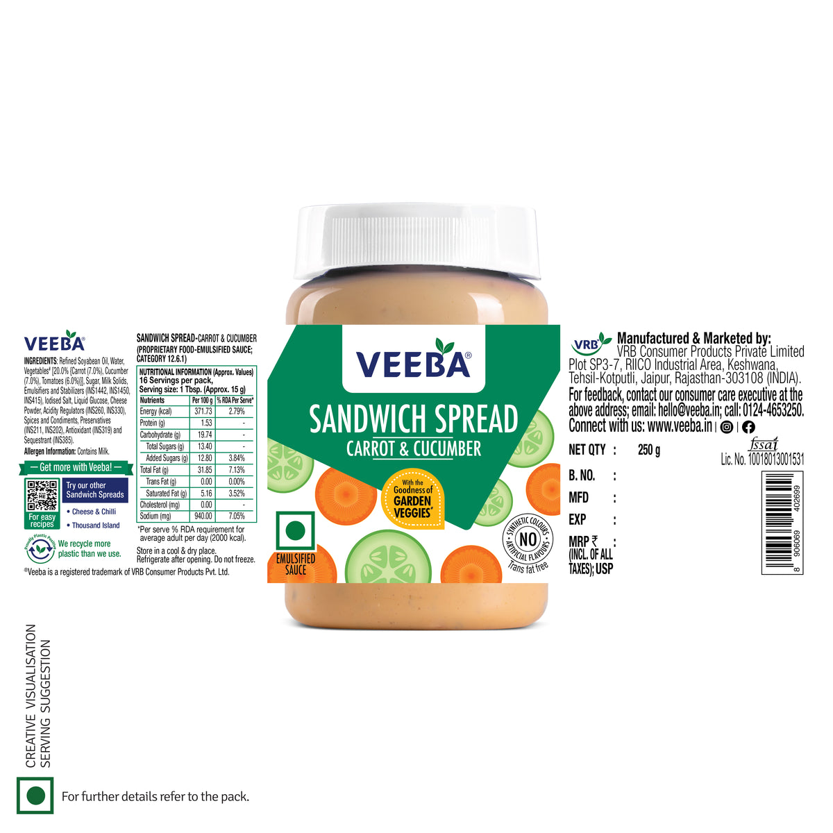 Sandwich Spread Carrot & Cucumber (250G)