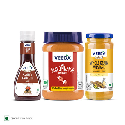 Veg Tandoori Mayo (250g) | Smokey Barbeque (330g) | Whole Grain Mustard (250g)