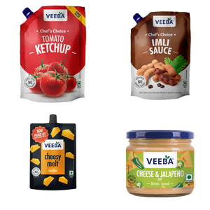 Imli Sauce (450g) | Tomato Ketchup Chef's Choice (900g) | Cheese Melt Cheddar (200g) | Cheese and Jalapeno Dip (300g)
