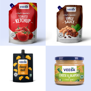 Imli Sauce (450g) | Tomato Ketchup Chef's Special (900g) | Cheese Melt Cheddar (200g) | Cheese and Jalapeno Dip (300g)