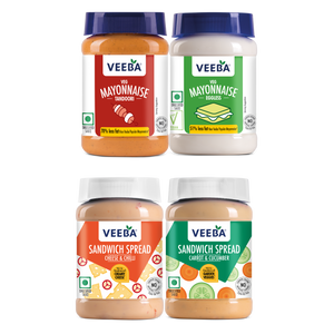 Veg Eggless Mayonnaise (250g) | Veg Mayonnaise Tandoori (250g) | Cheese and Chilli (250g) | Sandwich Spread Carrot and Cucumber (250g)