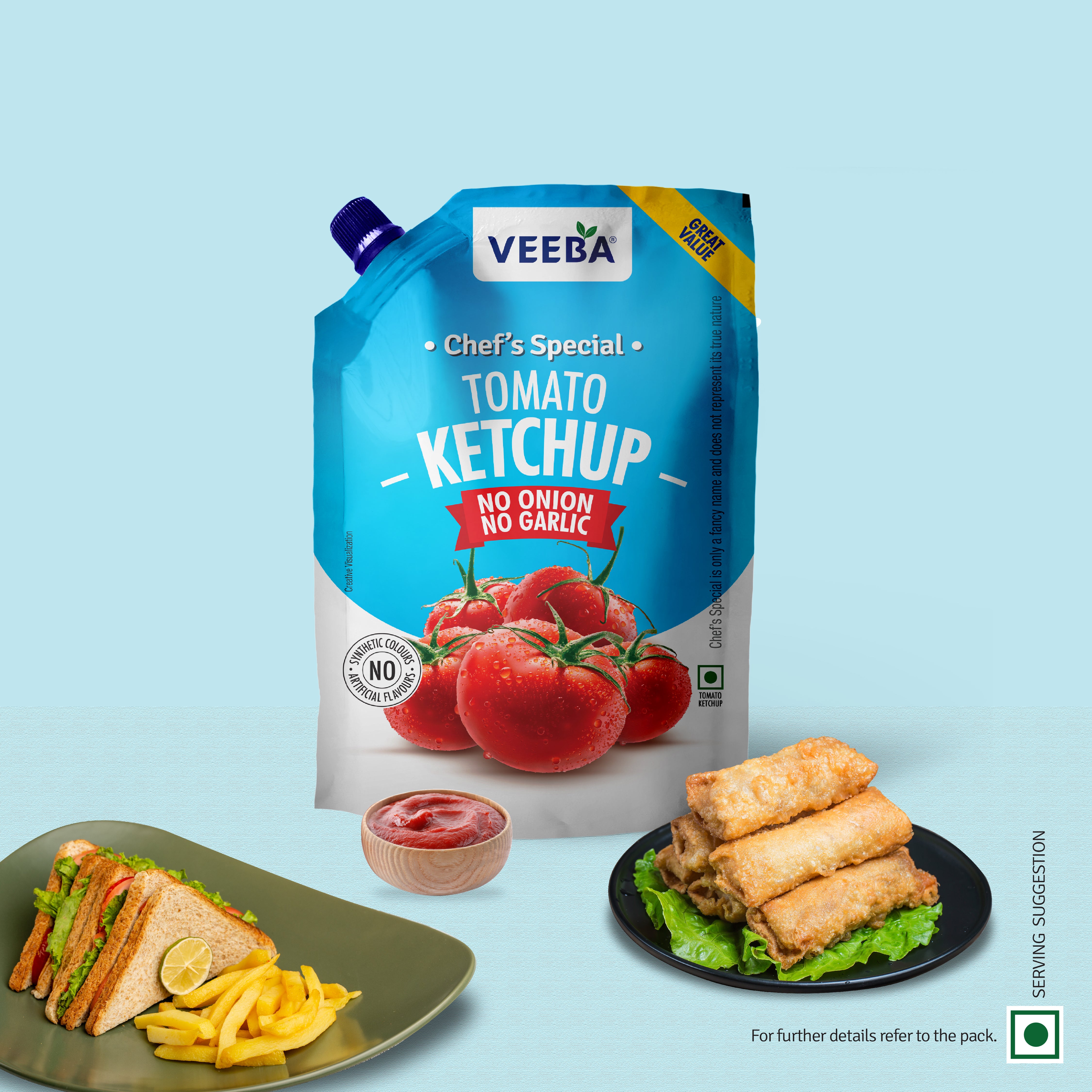 VEEBA CHEF'S SPECIAL TOMATO KETCHUP NO ONION NO GARLIC (900g)