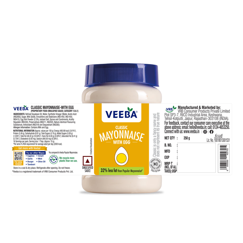 VEEBA CLASSIC MAYONNAISE WITH EGG 250G veeba-classic-mayonnaise-with-egg-250g