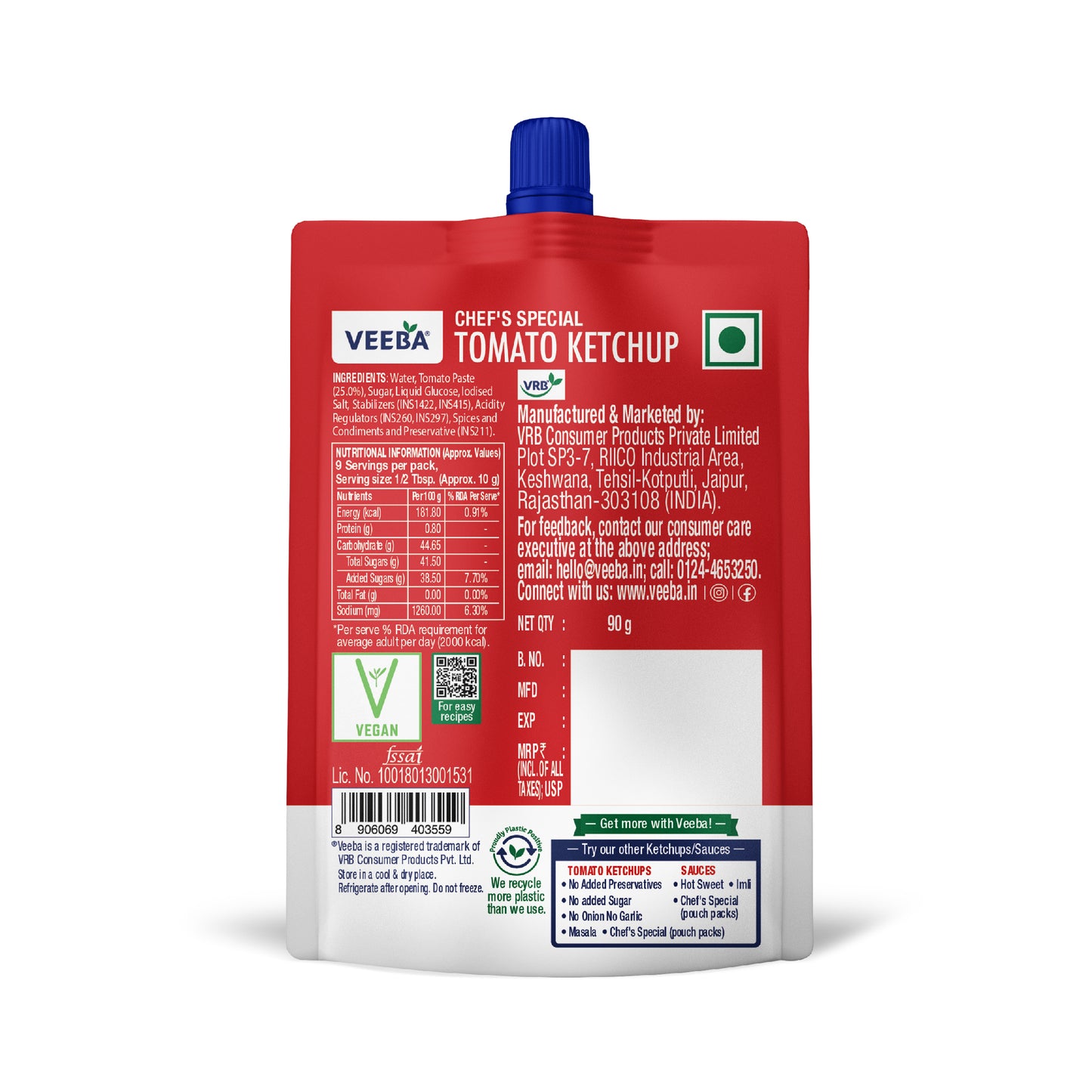 Veeba Chef's Special Tomato Ketchup (90g)